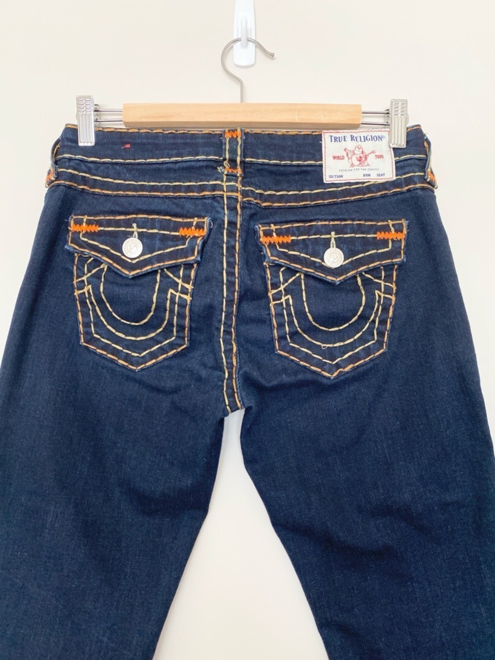 True Religion Womens Becca Mid Rise Bootcut Jean Sz 27 Thick Stitching! Y2K